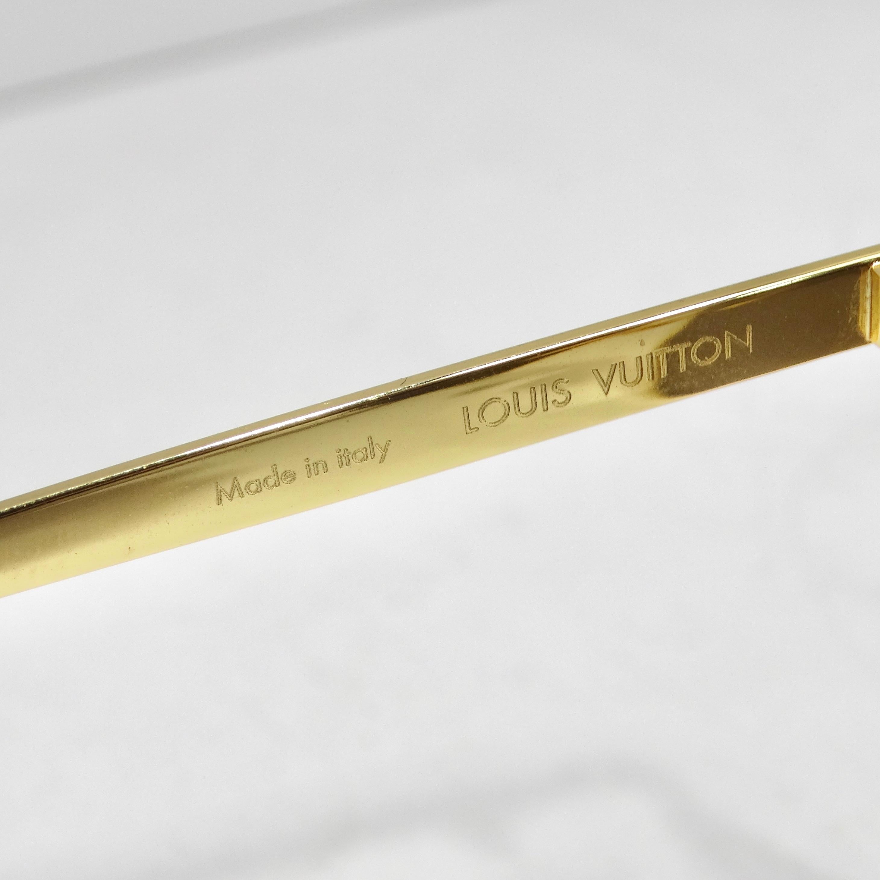Louis Vuitton Metal LV Golden Mask Sunglasses Gold For Sale 4