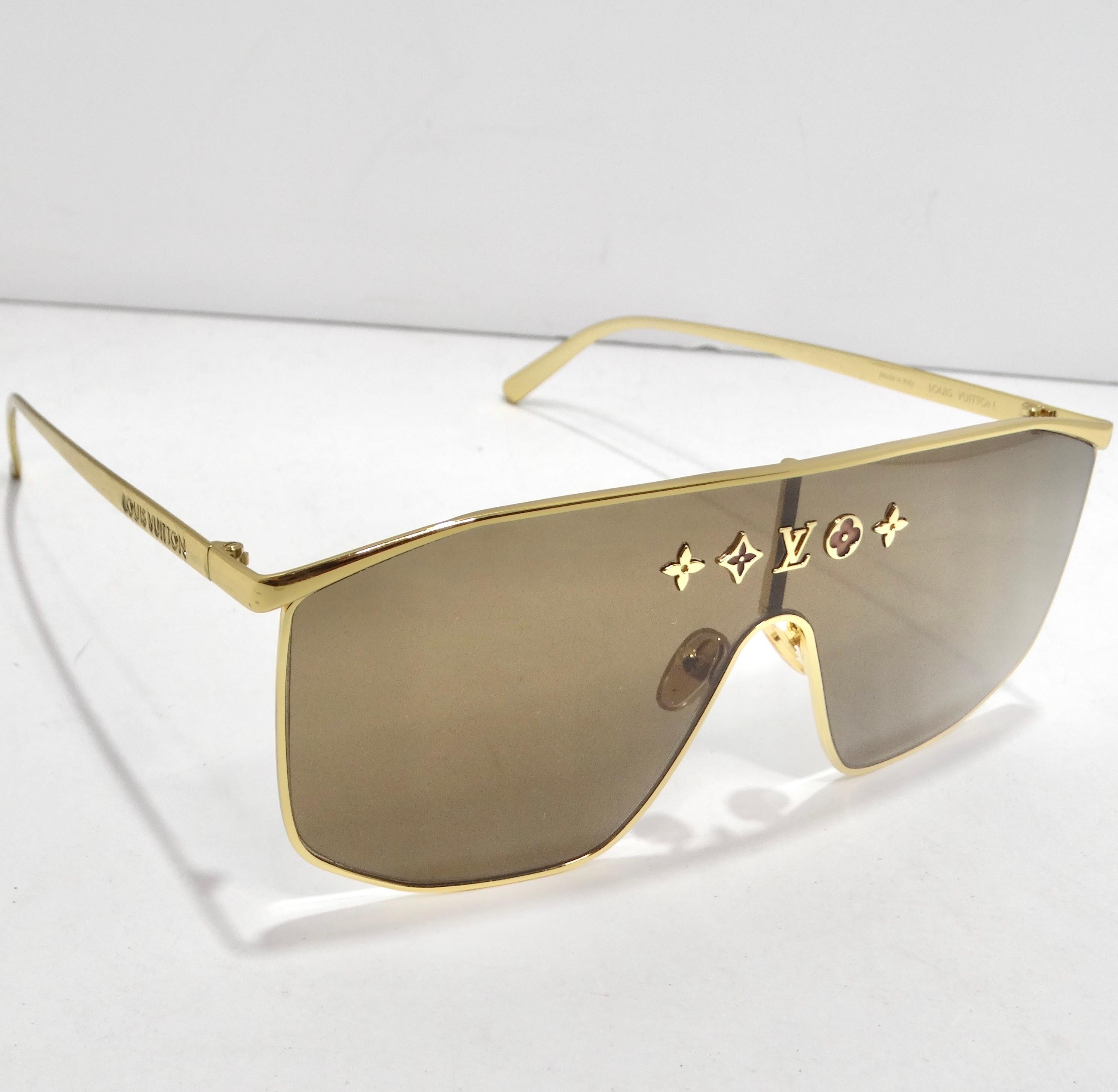 Louis Vuitton Metal LV Golden Mask Sunglasses Gold For Sale 5