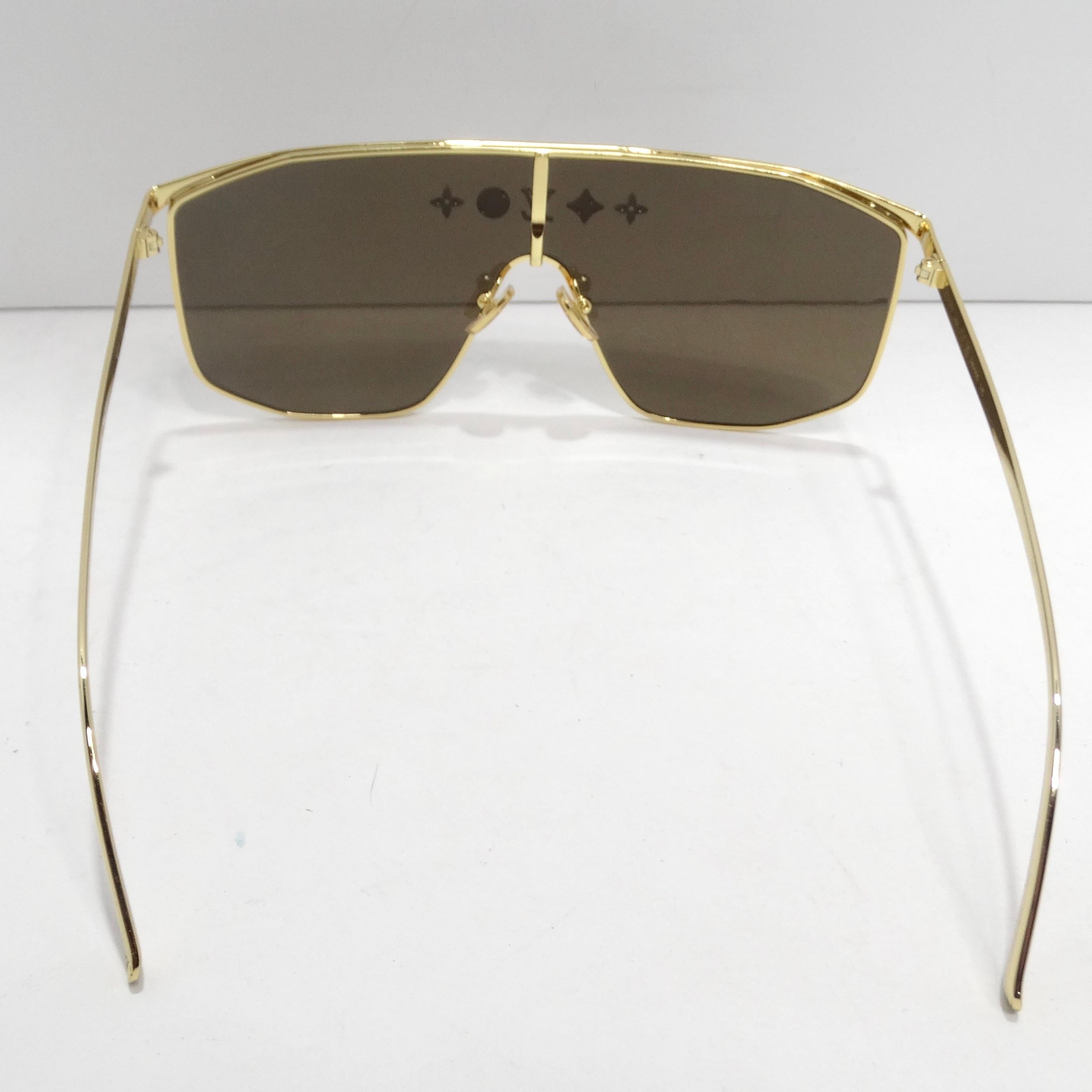 Louis Vuitton Metal LV Golden Mask Sunglasses Gold For Sale 1