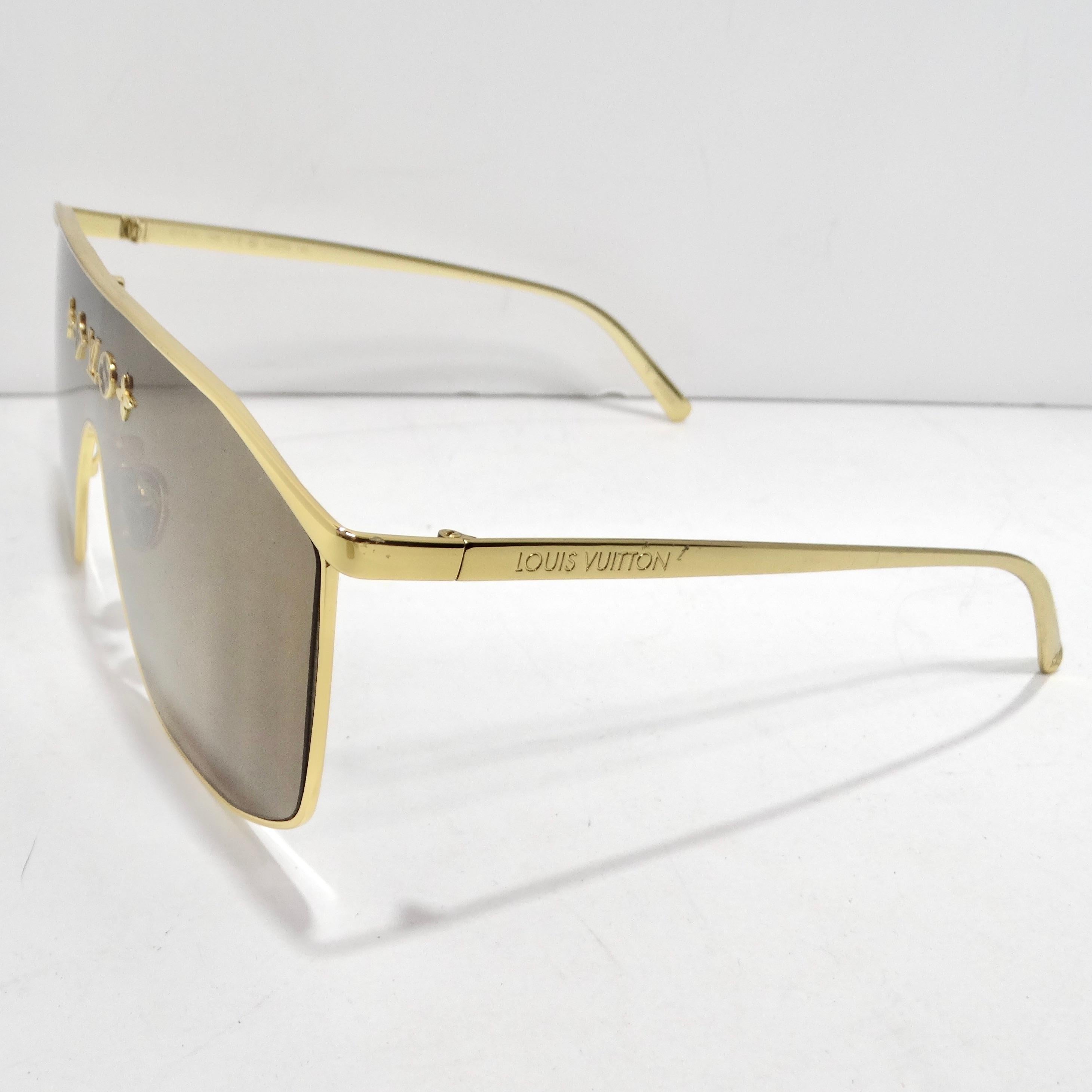 Louis Vuitton Metal LV Golden Mask Sunglasses Gold For Sale 2