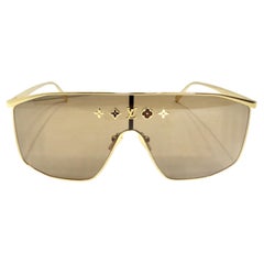 Used Louis Vuitton Metal LV Golden Mask Sunglasses Gold