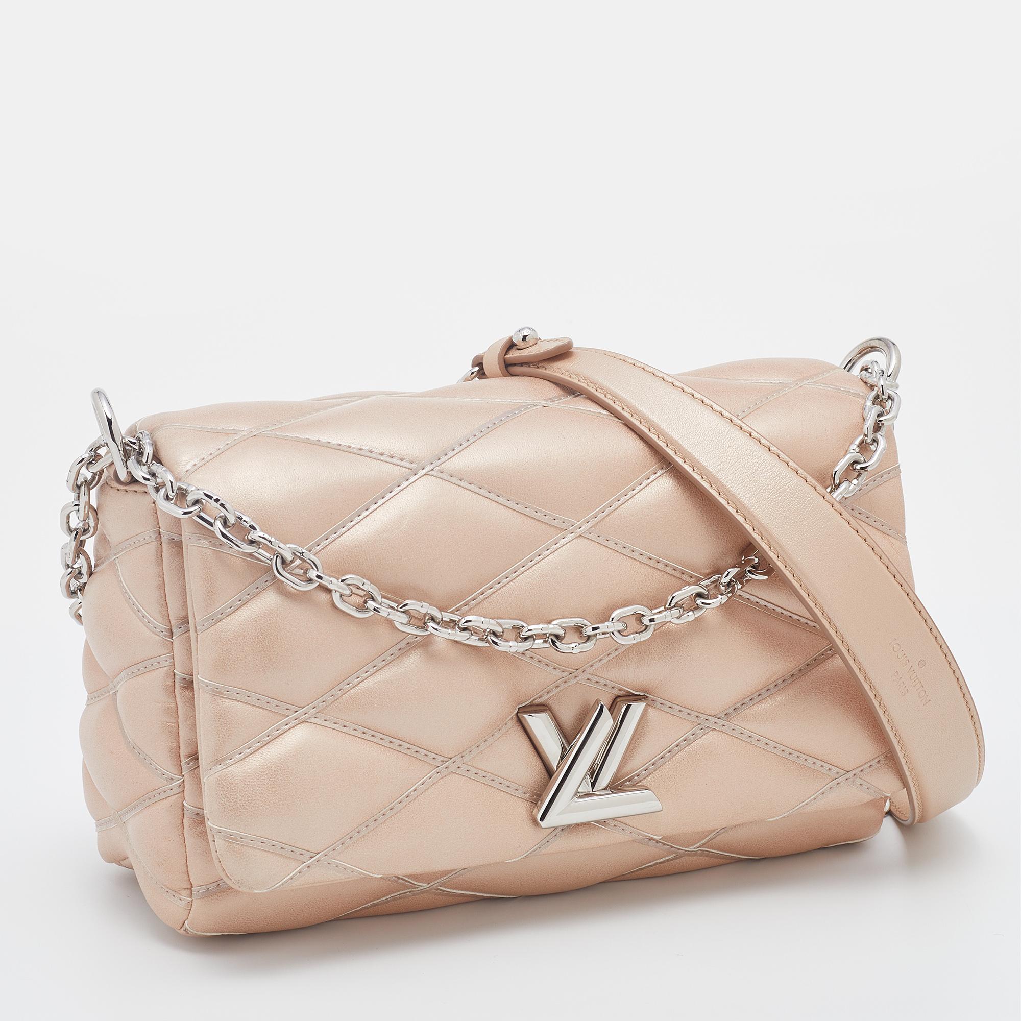 Women's Louis Vuitton Metallic Beige Quilted Leather Go-14 Malletage MM Bag