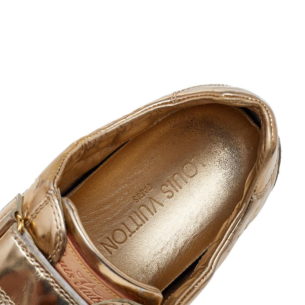Louis Vuitton Metallic Gold Empreinte Leder Low Top Sneakers Größe 38.5 im Angebot 2