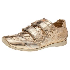 Used Louis Vuitton Metallic Gold Empreinte Leather Low Top Sneakers Size 38.5