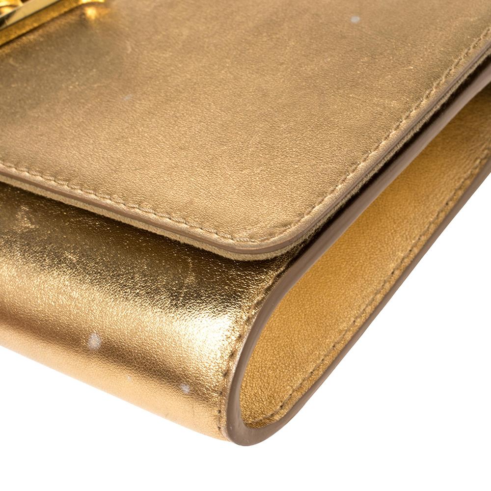 Louis Vuitton Metallic Gold Leather Louise Clutch 3