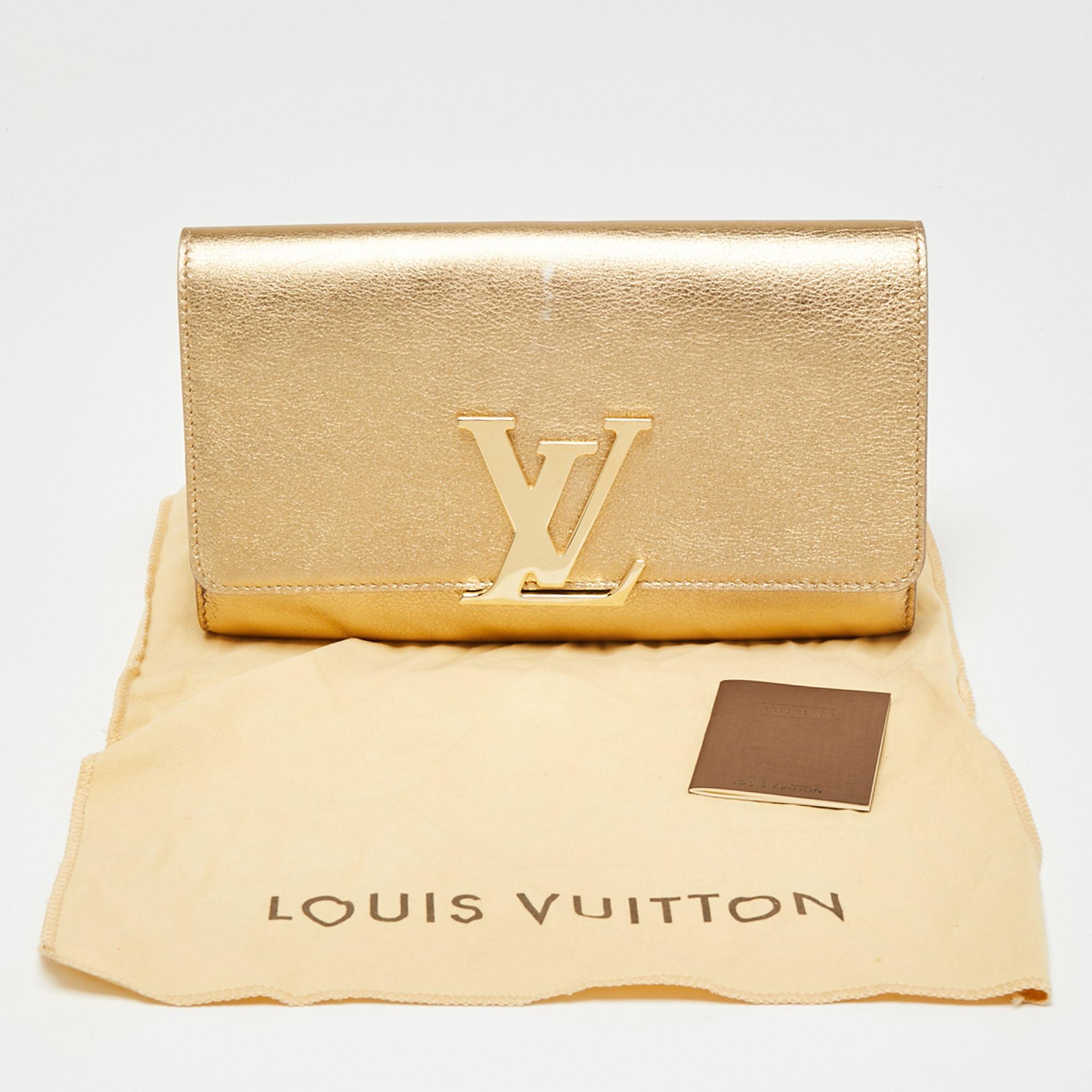 Louis Vuitton Metallic Gold Leather Louise Clutch 6