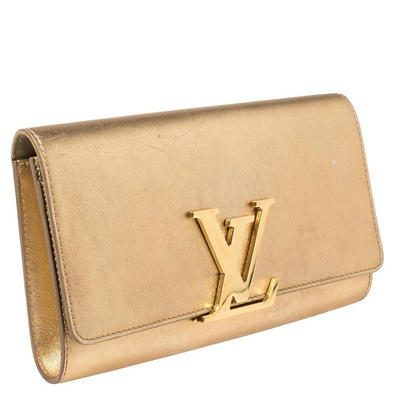 Buy Pre-owned & Brand new Luxury Louis Vuitton Metallic Gold Calfskin Louise  Clutch Online
