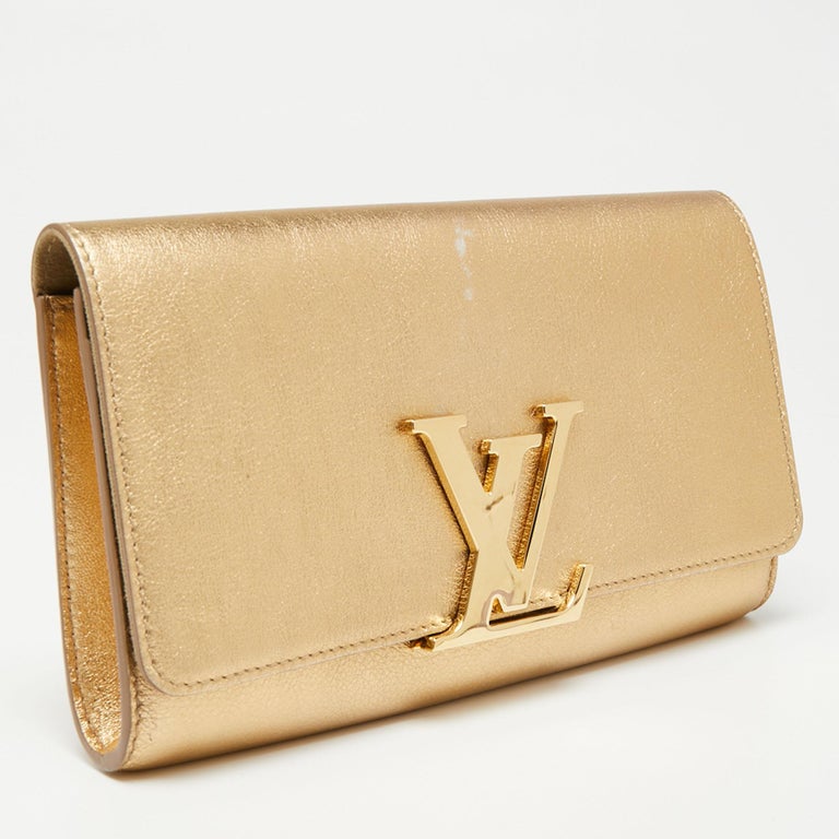 Louis Vuitton Metallic Gold Leather Louise Clutch at 1stDibs  gold louis  vuitton clutch, louis vuitton clutch purse, louis vuitton apple watch face