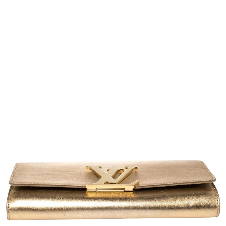 Louis Vuitton Metallic Gold Leather Louise Clutch at 1stDibs