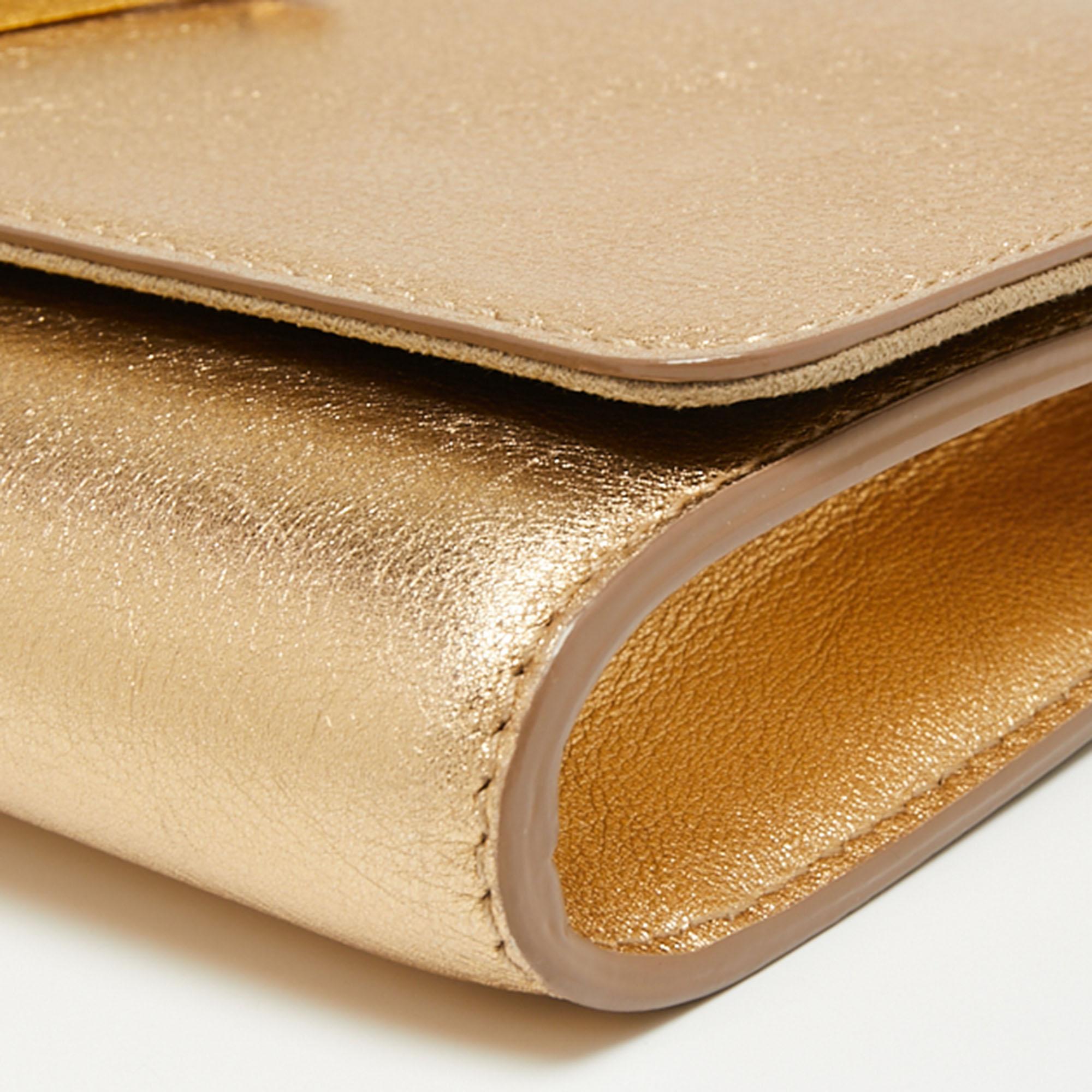 Louis Vuitton Metallic Gold Leather Louise Clutch 2