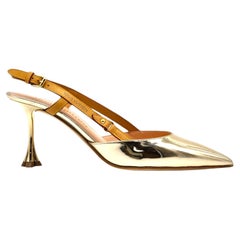 Louis Vuitton Metallic Gold Leather Slingback Pumps EU 39 US 8.5 - NWB