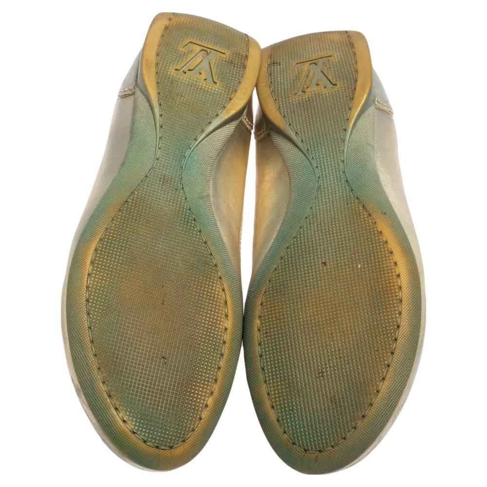 Louis Vuitton Metallic Gold Monogram Embossed Leather Trainers Sneakers Size 36 2