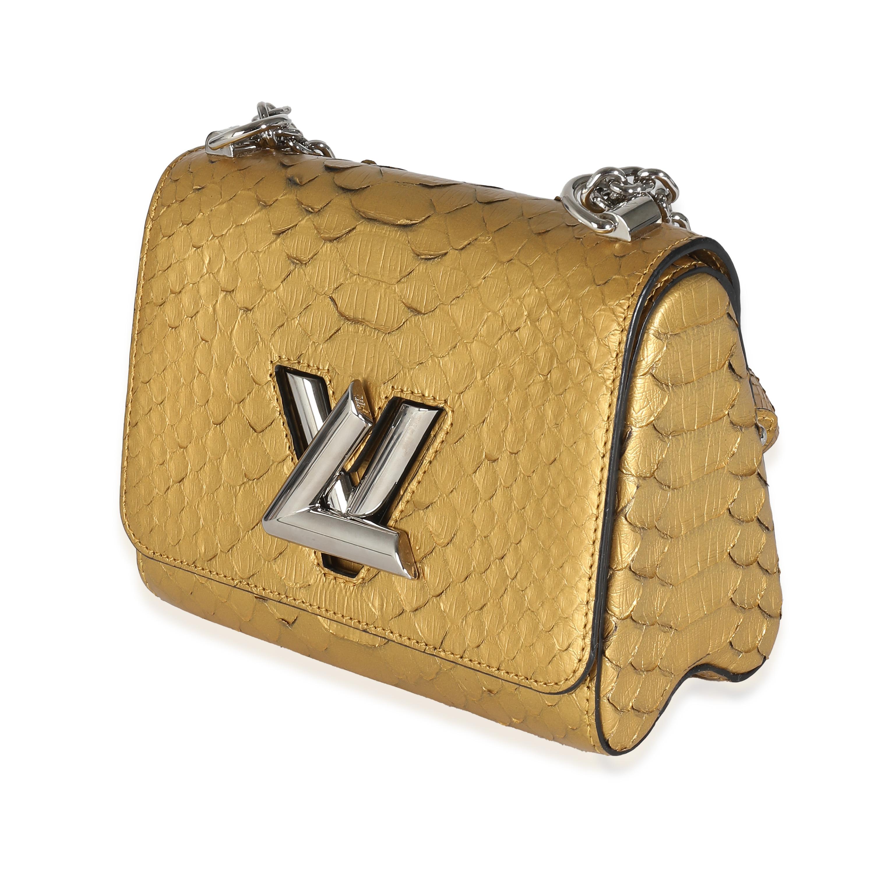 Or Louis Vuitton Metallic Gold Python Twist PM en vente