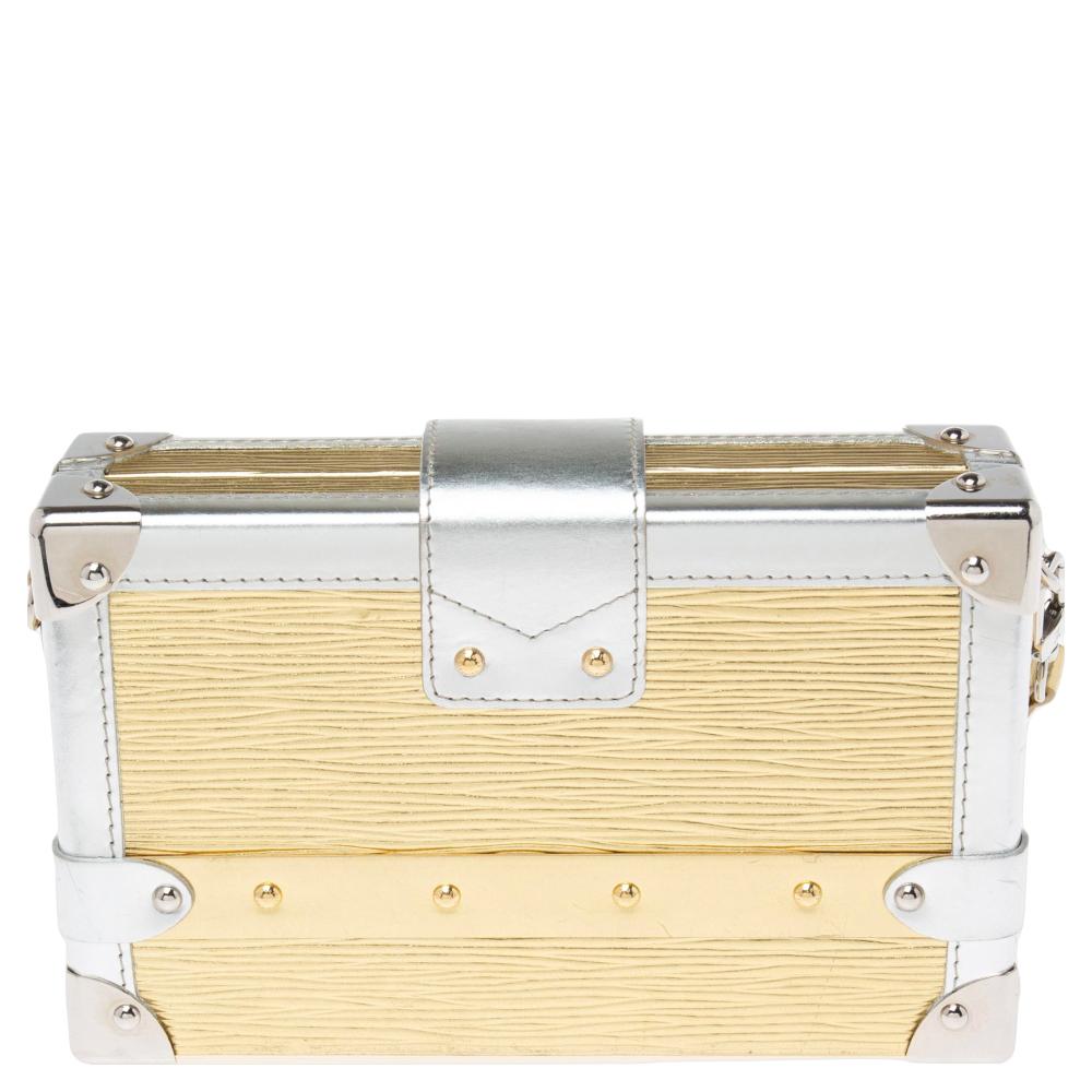 Louis Vuitton Metallic Gold/Silver Epi Leather Petite Malle Bag 4