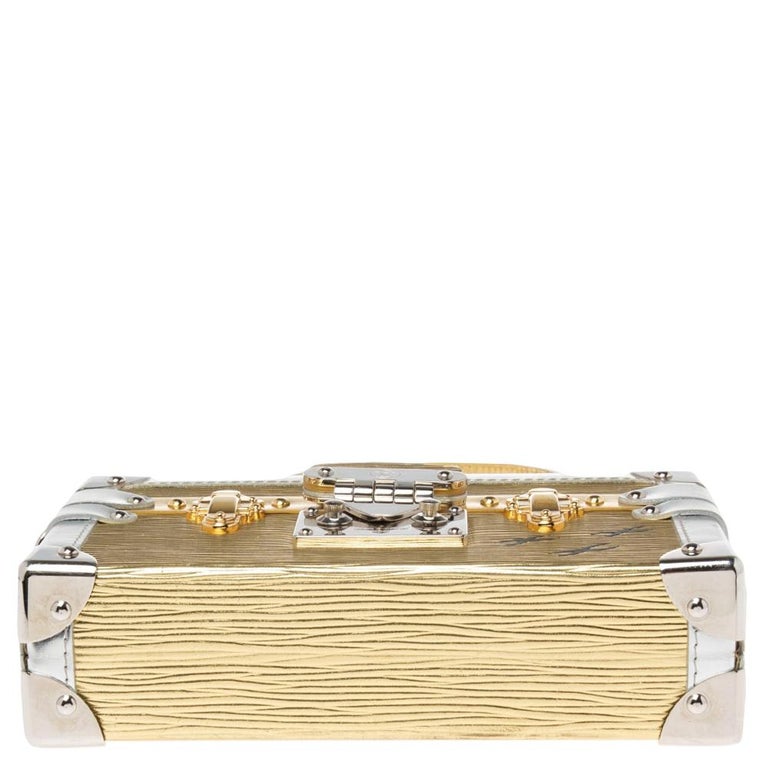 Louis Vuitton Metallic Gold/Silver Epi Leather Petite Malle Bag at 1stDibs