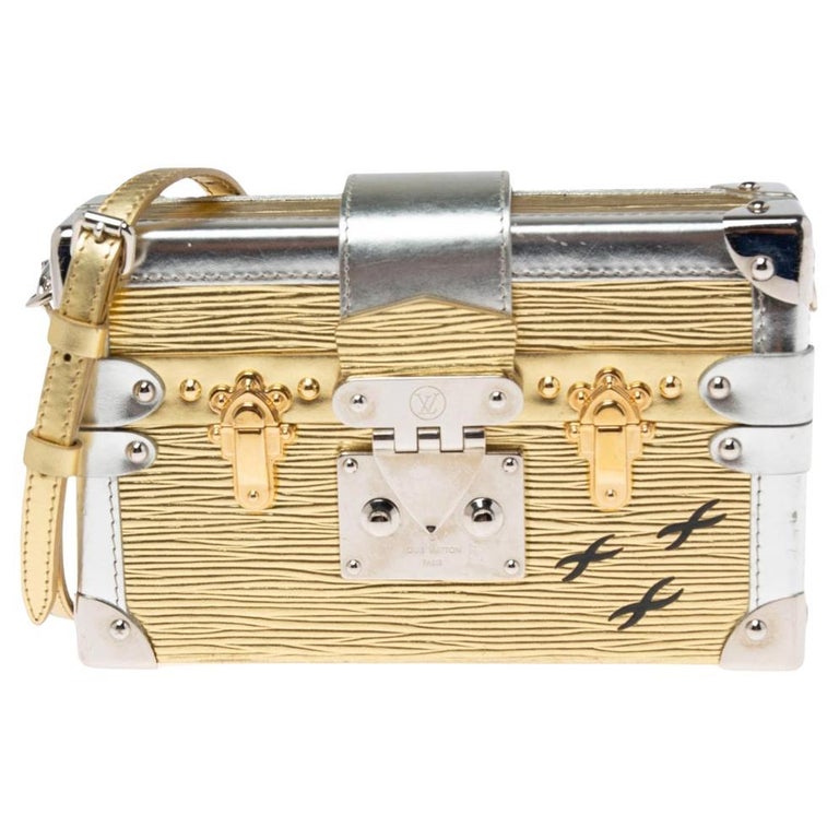 Louis Vuitton Metallic Gold/Silver Epi Leather Petite Malle Bag at 1stDibs