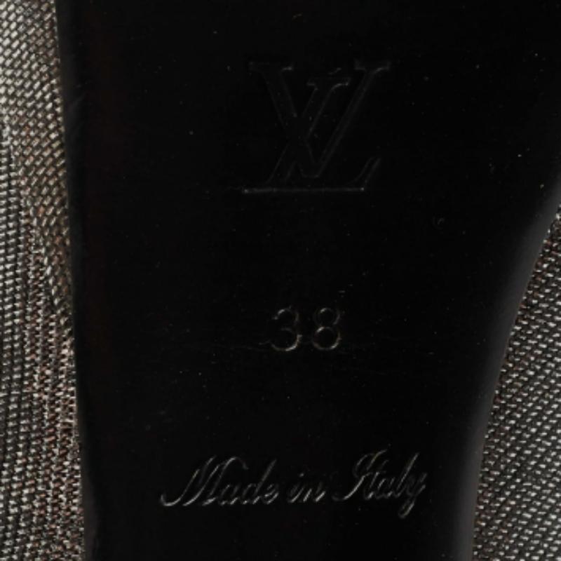Louis Vuitton Pumps Peep Toe in tessuto lurex grigio/nero metallizzato misura 38 in vendita 3