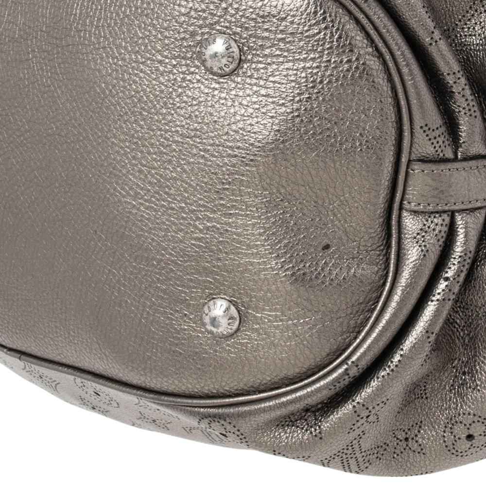Gray Louis Vuitton Metallic Monogram Mahina Leather Surya XL Bag