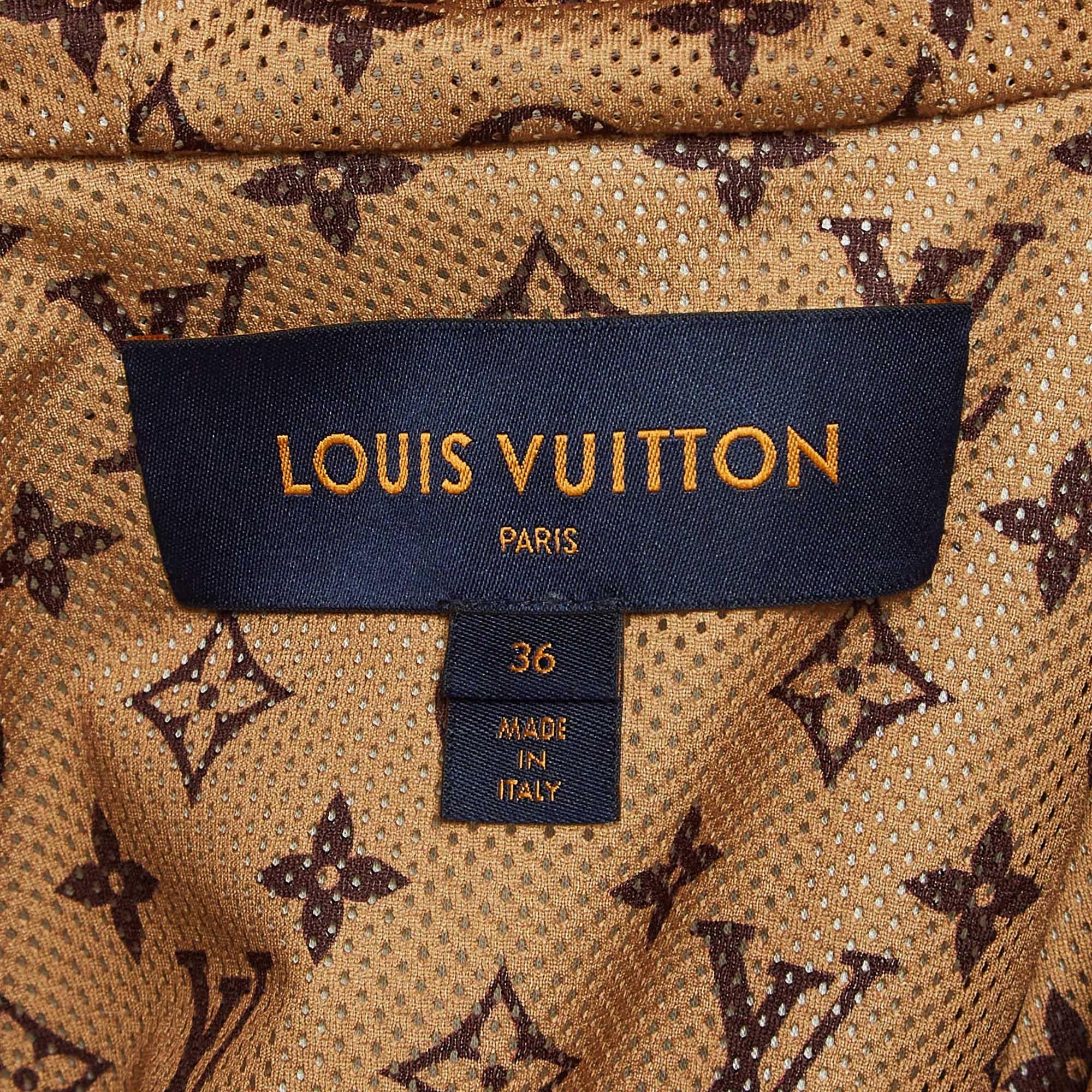 Louis Vuitton Metallic Monogram Print Modal Hooded Parka Coat S In condizioni ottime a Dubai, Al Qouz 2