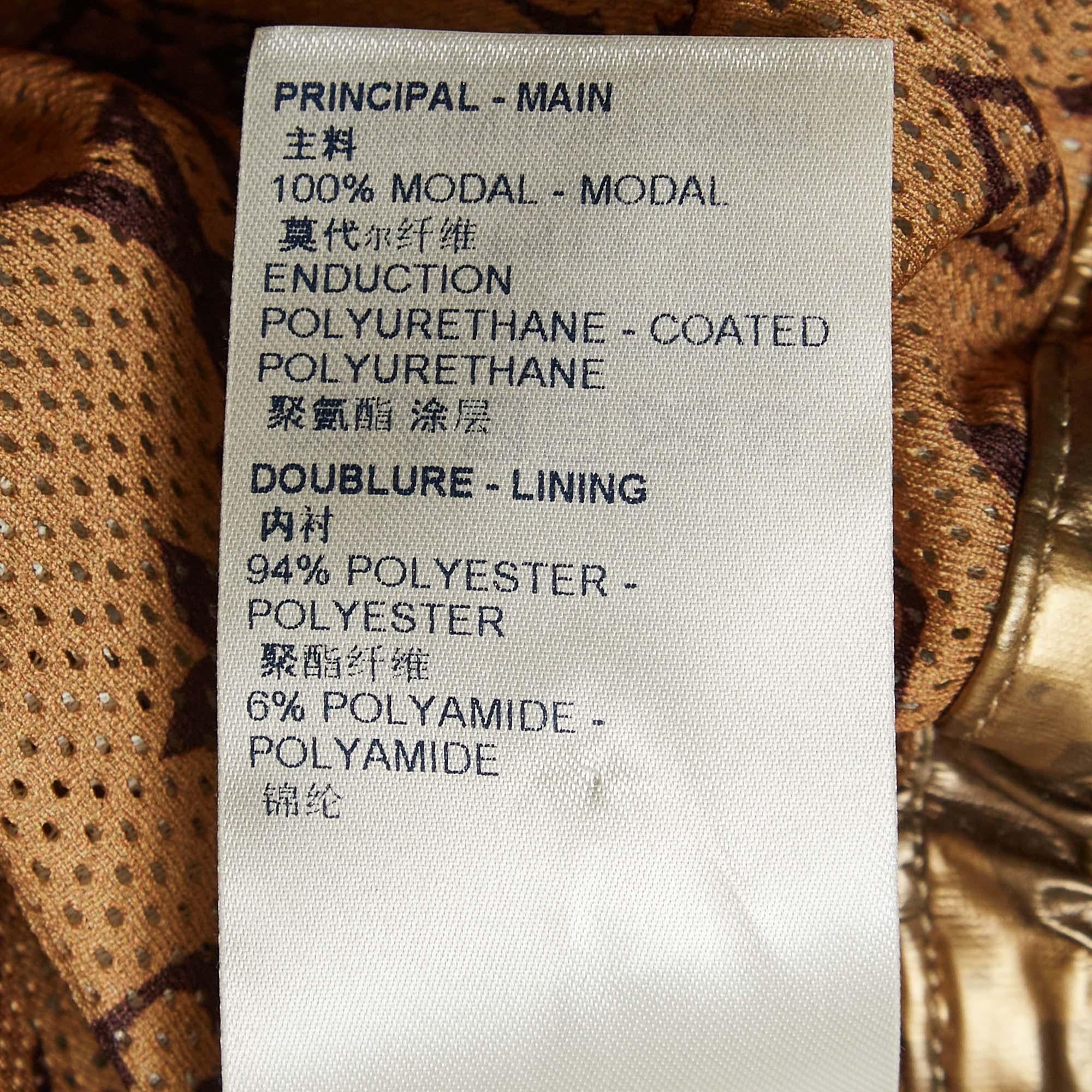 Donna Louis Vuitton Metallic Monogram Print Modal Hooded Parka Coat S