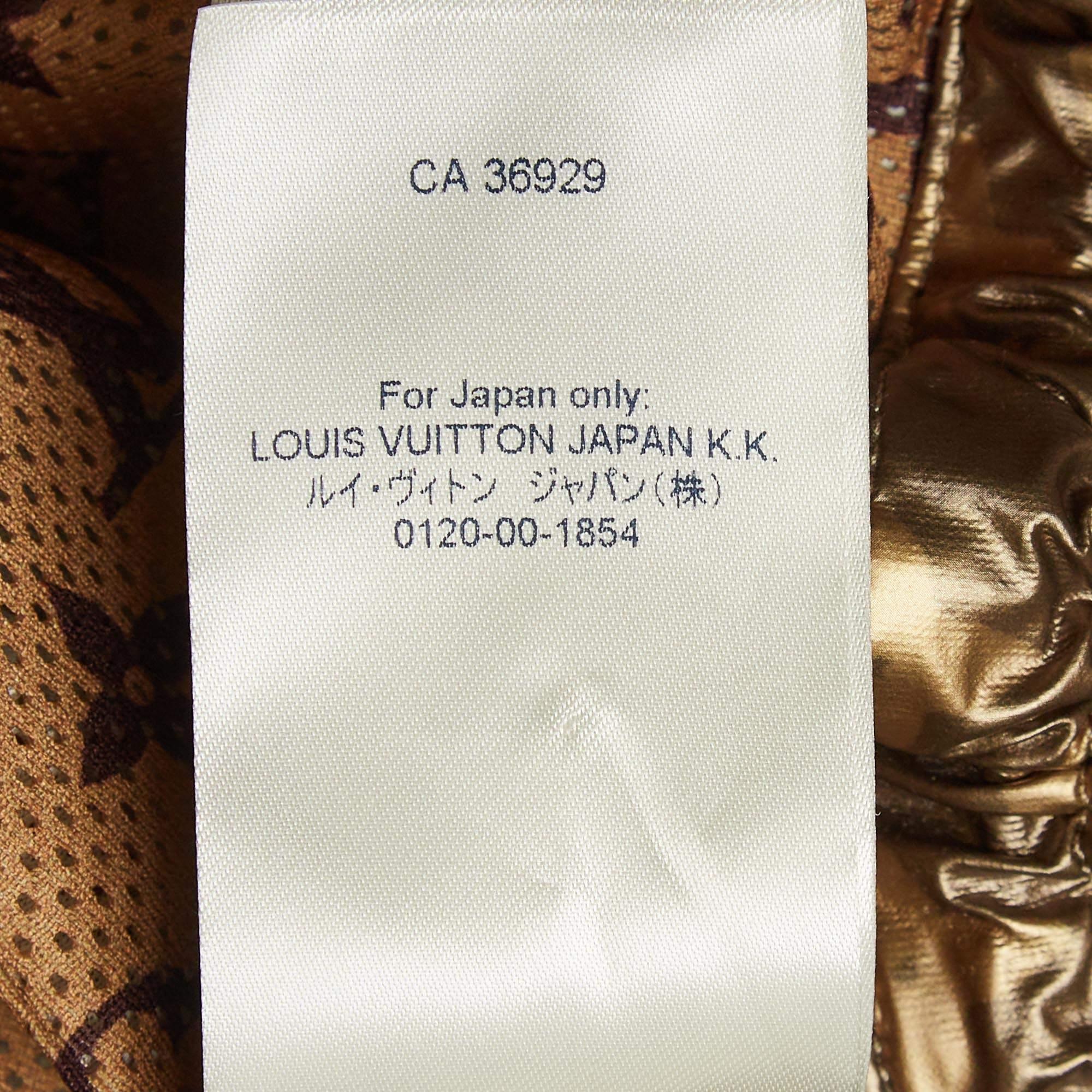 Louis Vuitton Metallic Monogram Print Modal Hooded Parka Coat S 2