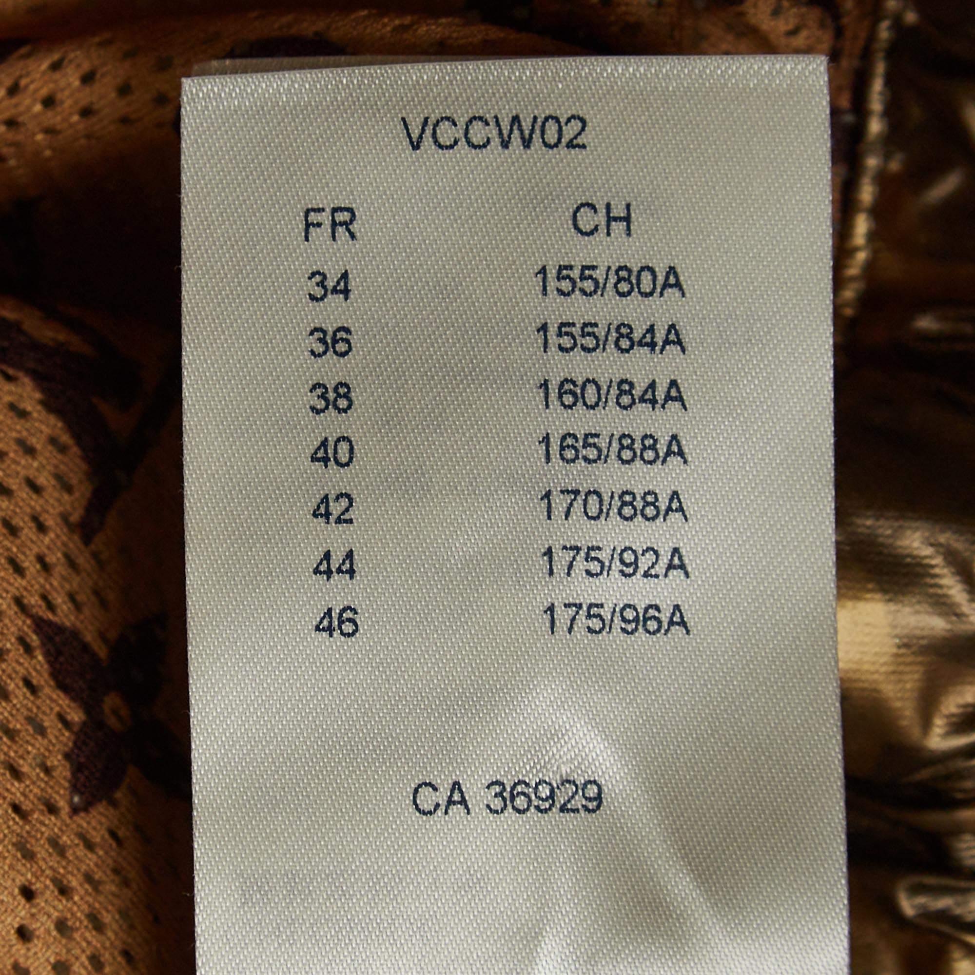 Louis Vuitton Metallic Monogram Print Modal Hooded Parka Coat S 3