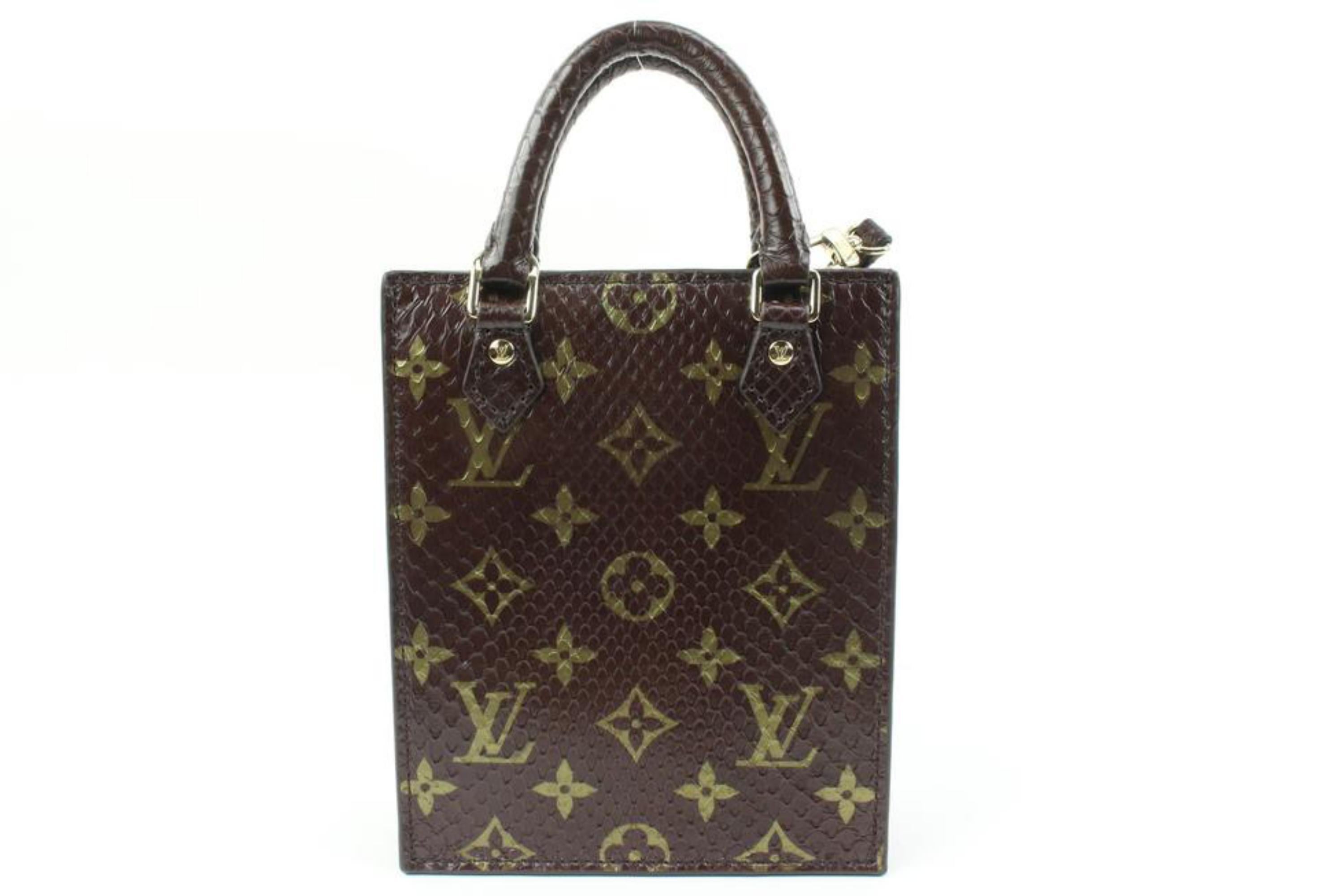 Women's Louis Vuitton Metallic Monogram Python Petit Sac Plat Mini Crossbody 74lv225s