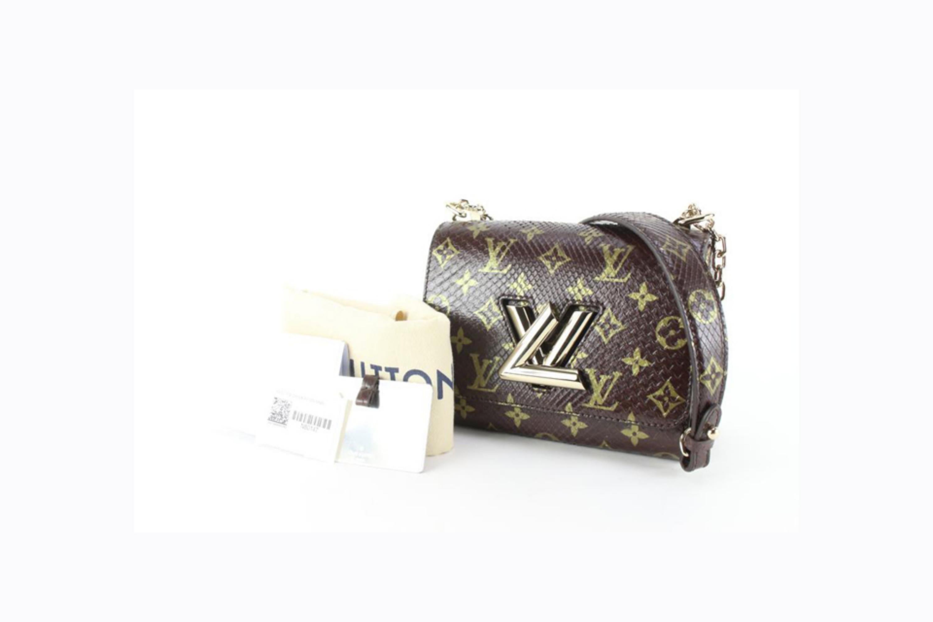 Louis Vuitton Metallic Monogram Python Twist MM Crossbody Shoulder Bag 94lu729s 4