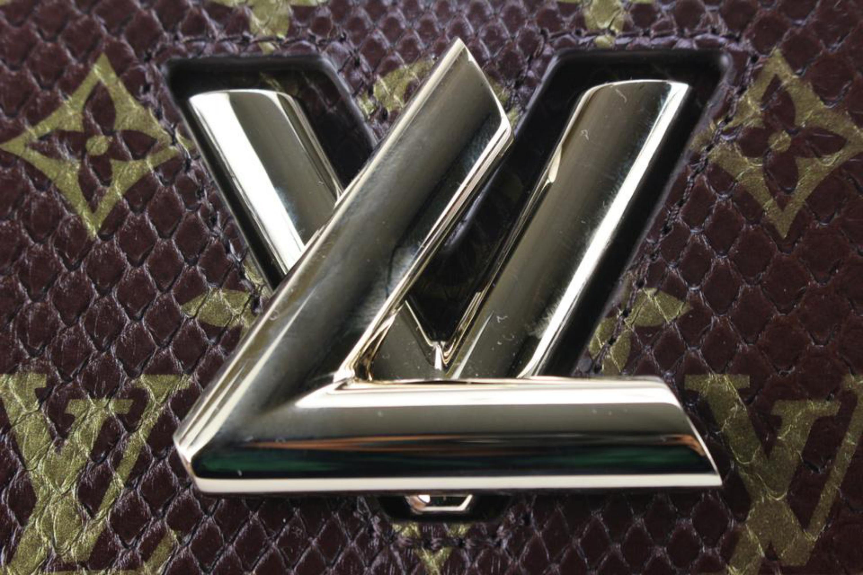 Black Louis Vuitton Metallic Monogram Python Twist MM Crossbody Shoulder Bag 94lu729s