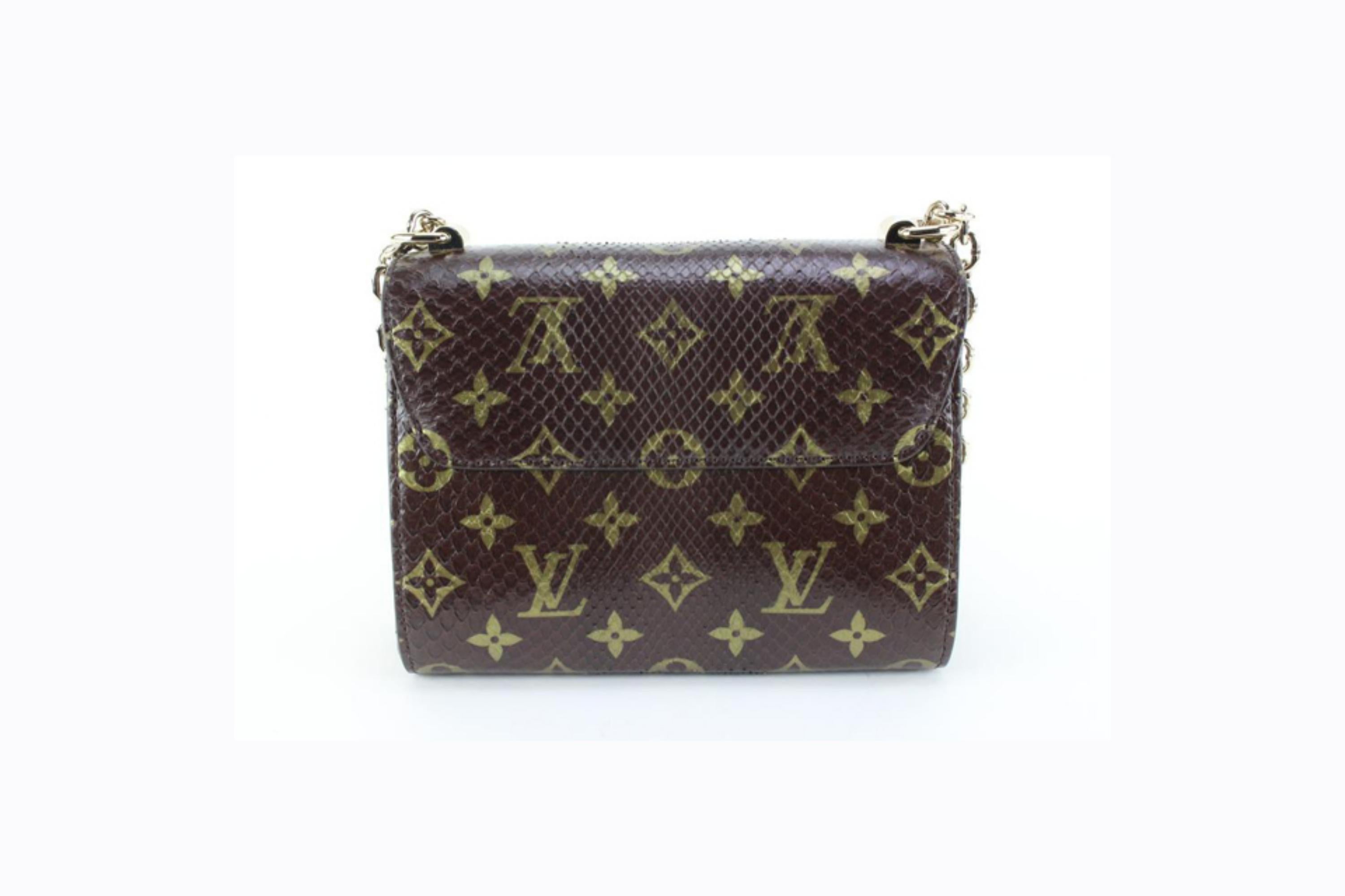 Women's Louis Vuitton Metallic Monogram Python Twist MM Crossbody Shoulder Bag 94lu729s