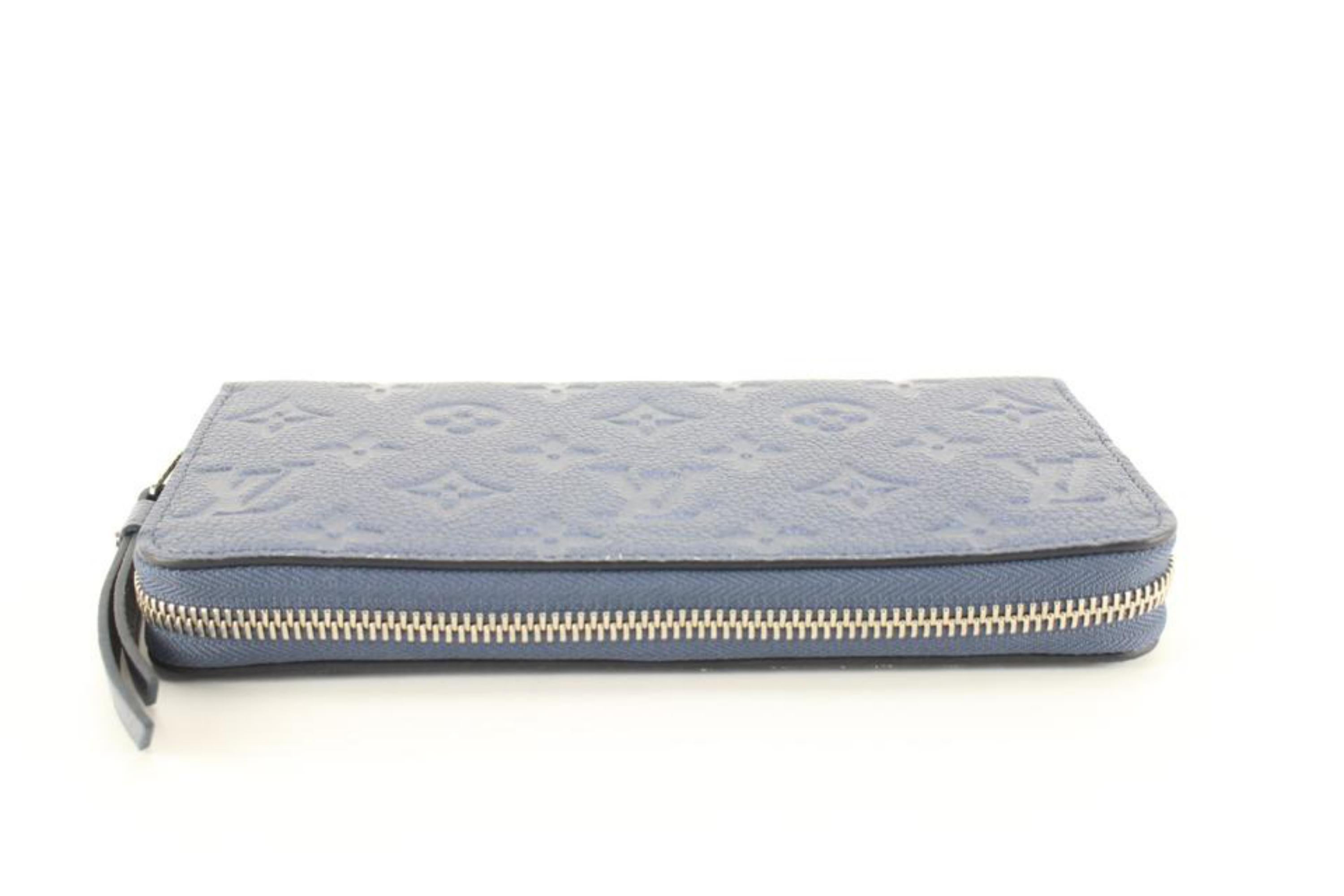 Black Louis Vuitton Metallic Navy Nacre Empreinte Monogram Zippy Wallet  16lk810s
