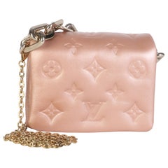 Louis Vuitton Metallic Pink Embossed Monogram Lambskin Coussin Belt Bag