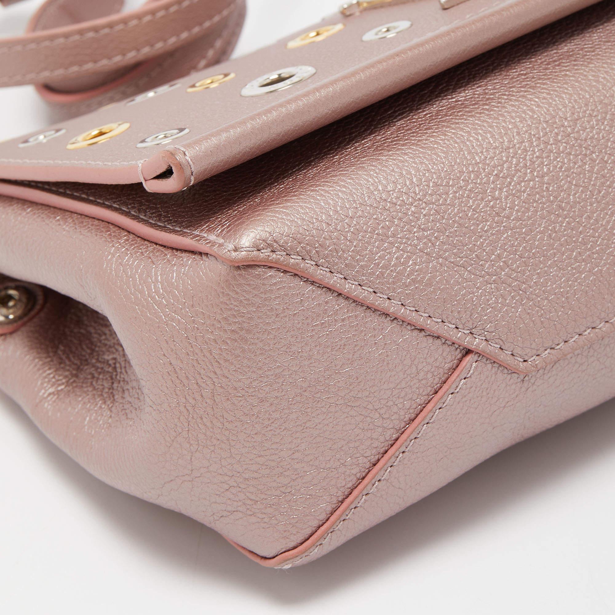 Louis Vuitton Metallic Pink Leather Eyelets Lockme II Bag 3