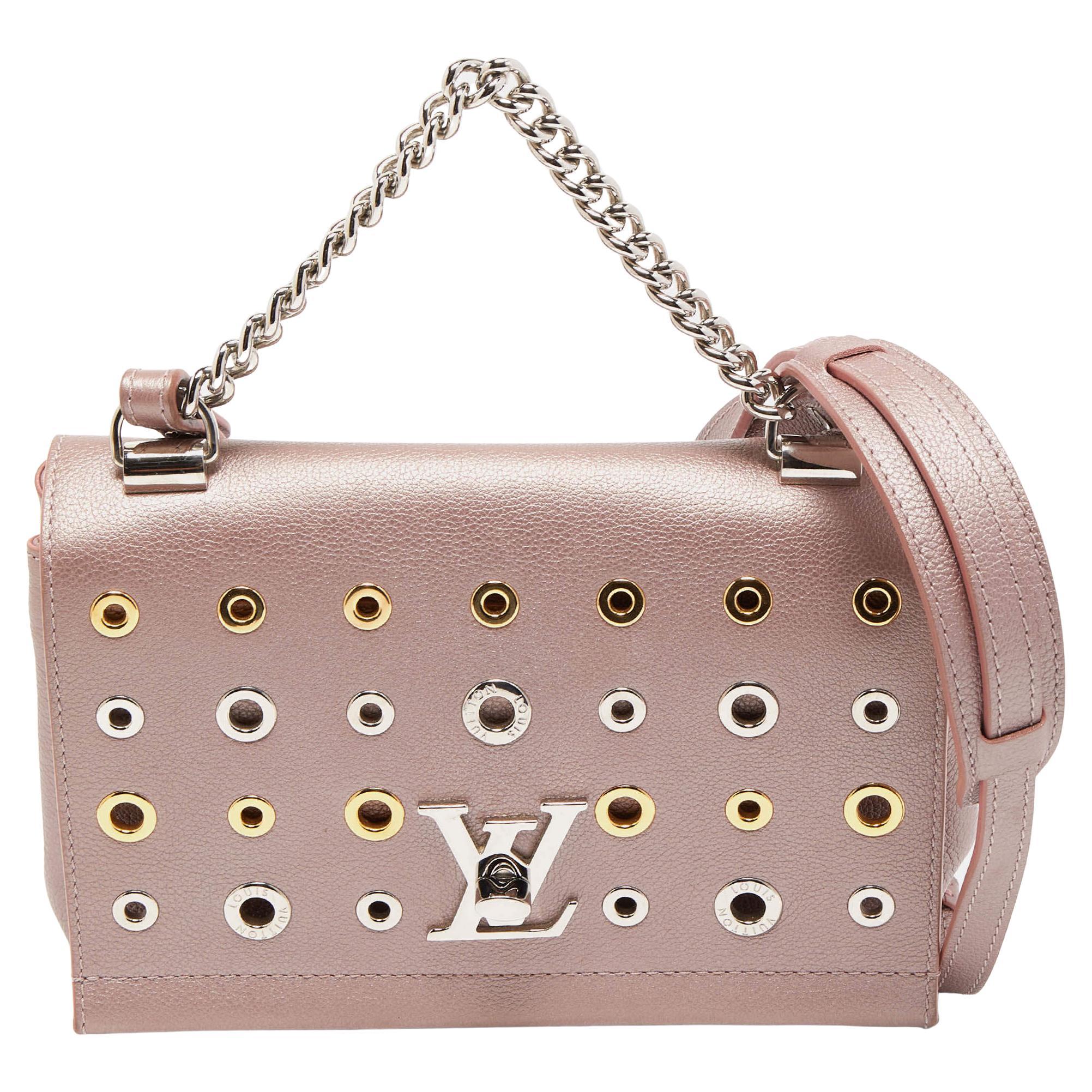 Louis Vuitton Metallic Pink Leather Eyelets Lockme II Bag