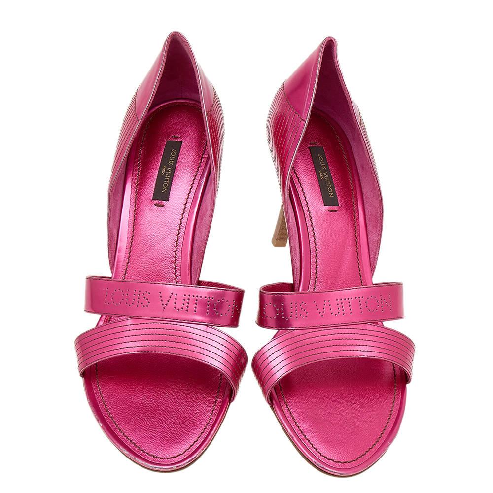 Women's Louis Vuitton Metallic Pink Leather Open Toe Sandals Size 40.5
