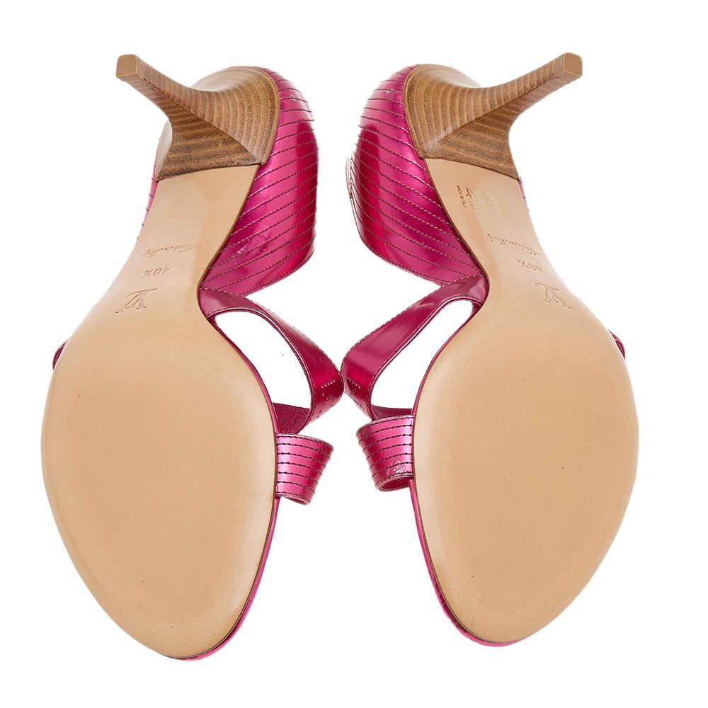 Louis Vuitton Metallic Pink Leather Open Toe Sandals Size 40.5 2