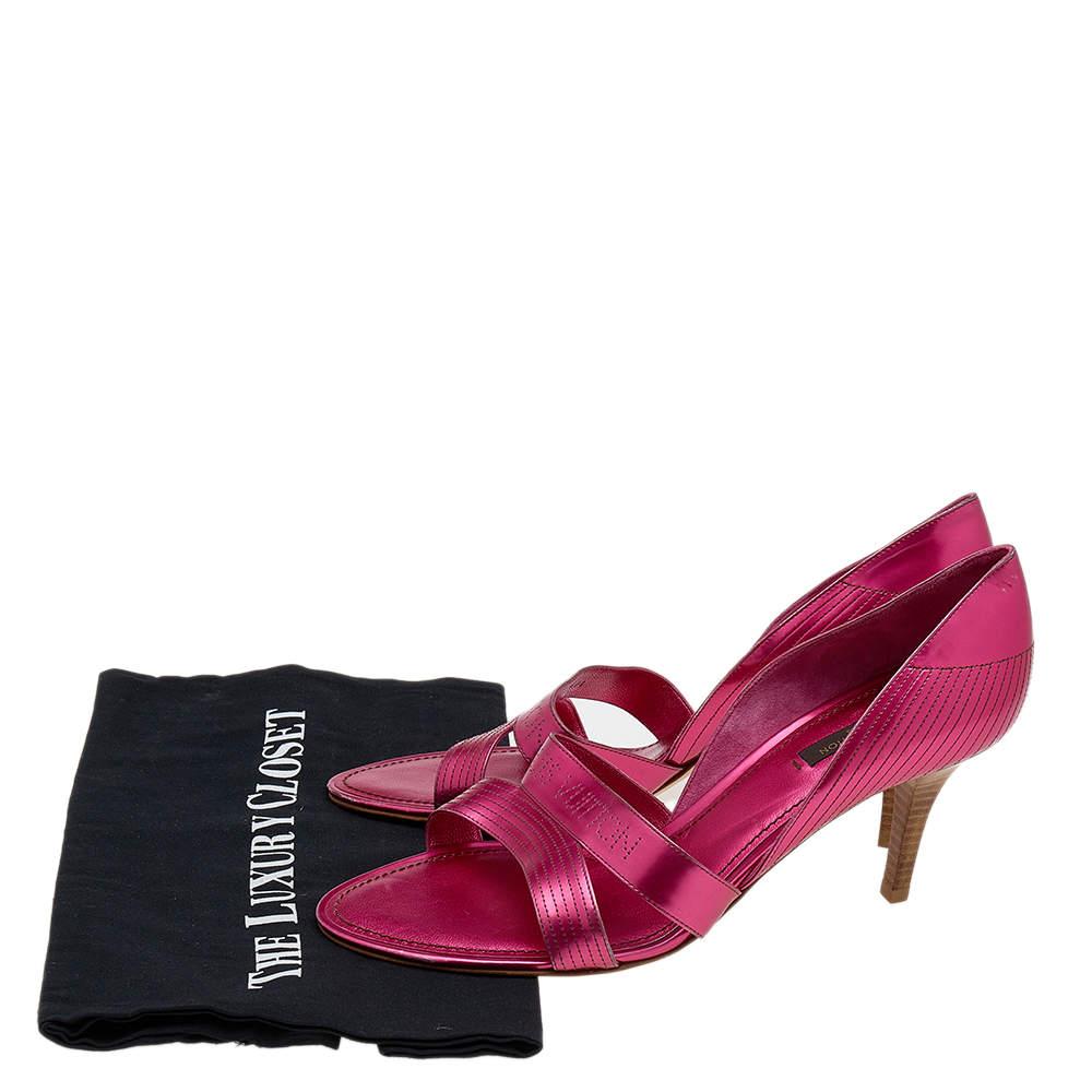 Louis Vuitton Metallic Pink Leather Open Toe Sandals Size 40.5 5