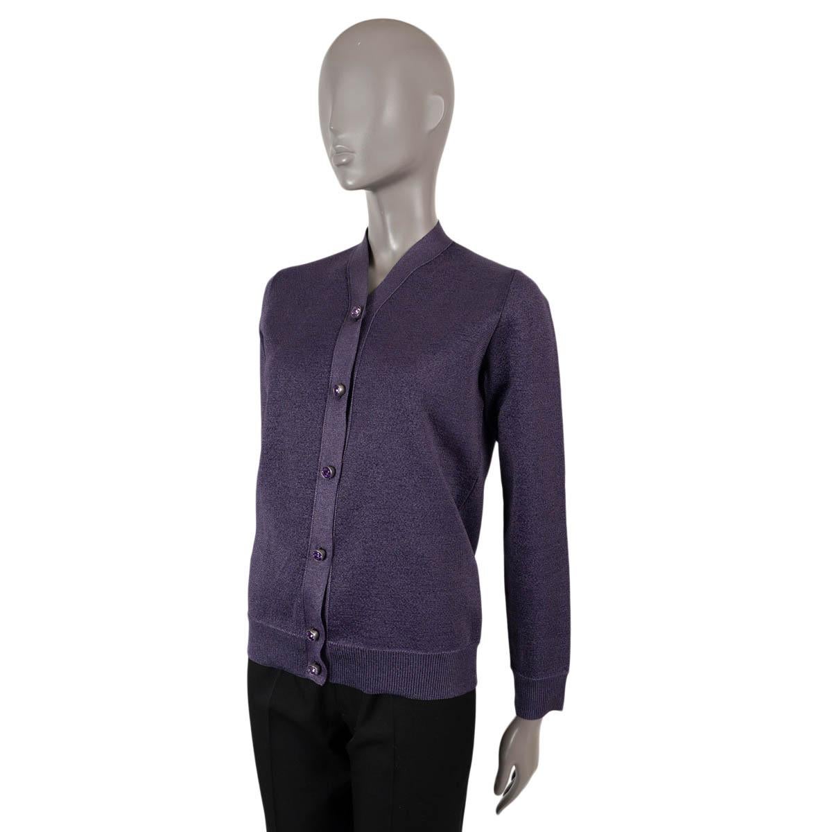 Women's LOUIS VUITTON metallic purple polyester Button-Front Cardigan Sweater S For Sale