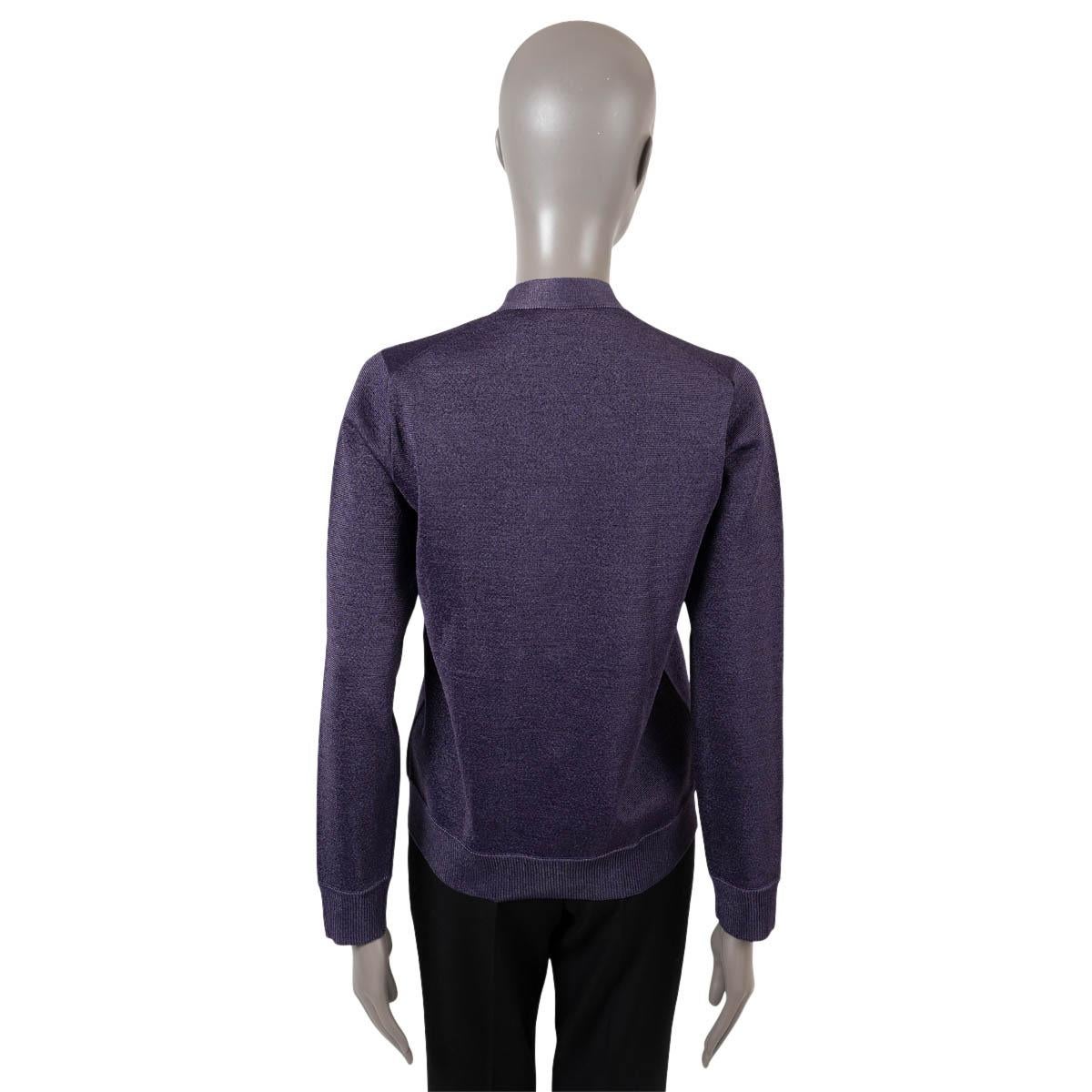LOUIS VUITTON metallic purple polyester Button-Front Cardigan Sweater S For Sale 1