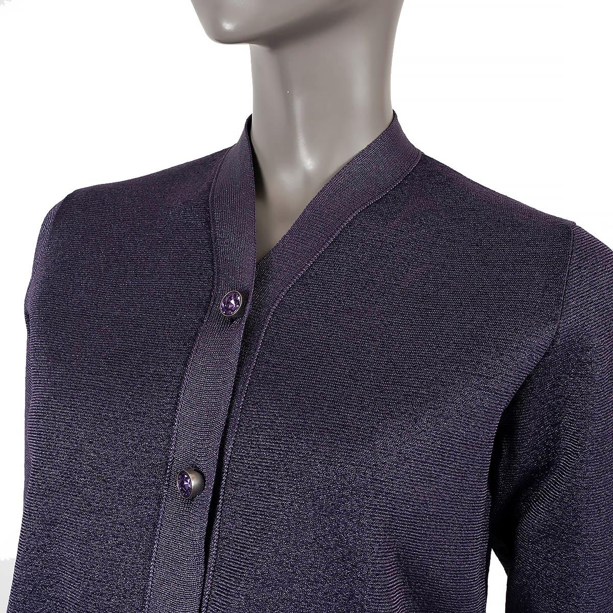 LOUIS VUITTON metallic purple polyester Button-Front Cardigan Sweater S For Sale 2