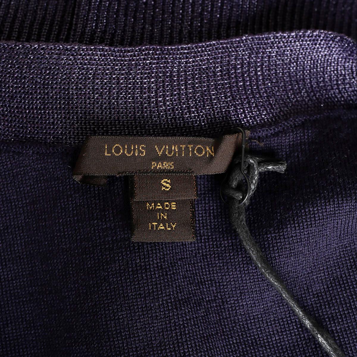 LOUIS VUITTON metallic purple polyester Button-Front Cardigan Sweater S For Sale 3