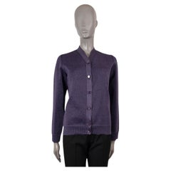 LOUIS VUITTON metallic purple polyester Button-Front Cardigan Sweater S