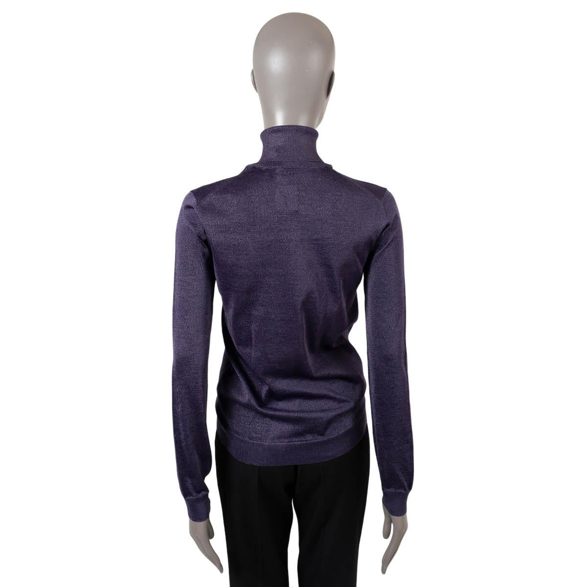 LOUIS VUITTON metallic purple polyester TURTLENECK Sweater S In Excellent Condition For Sale In Zürich, CH