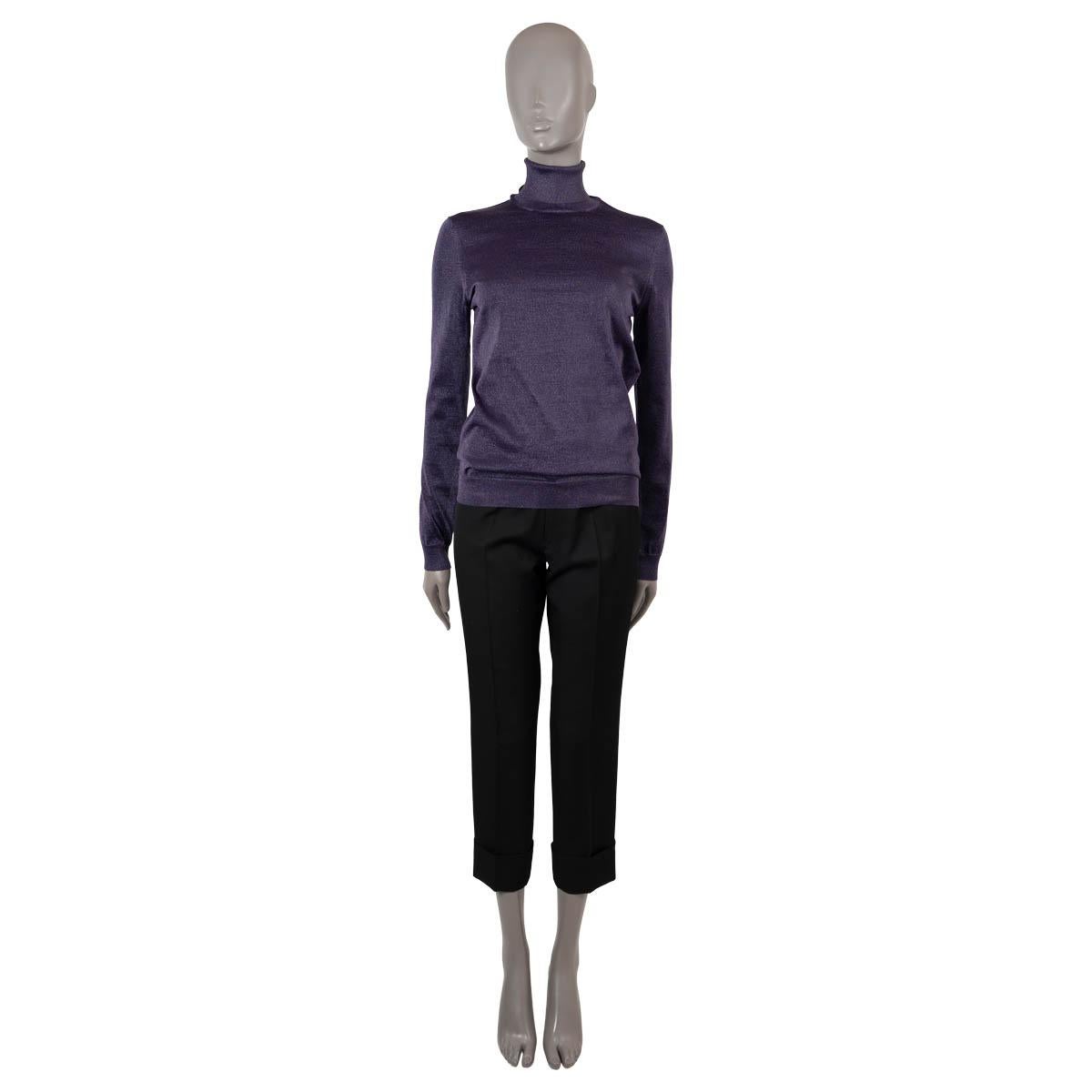 Women's LOUIS VUITTON metallic purple polyester TURTLENECK Sweater S For Sale