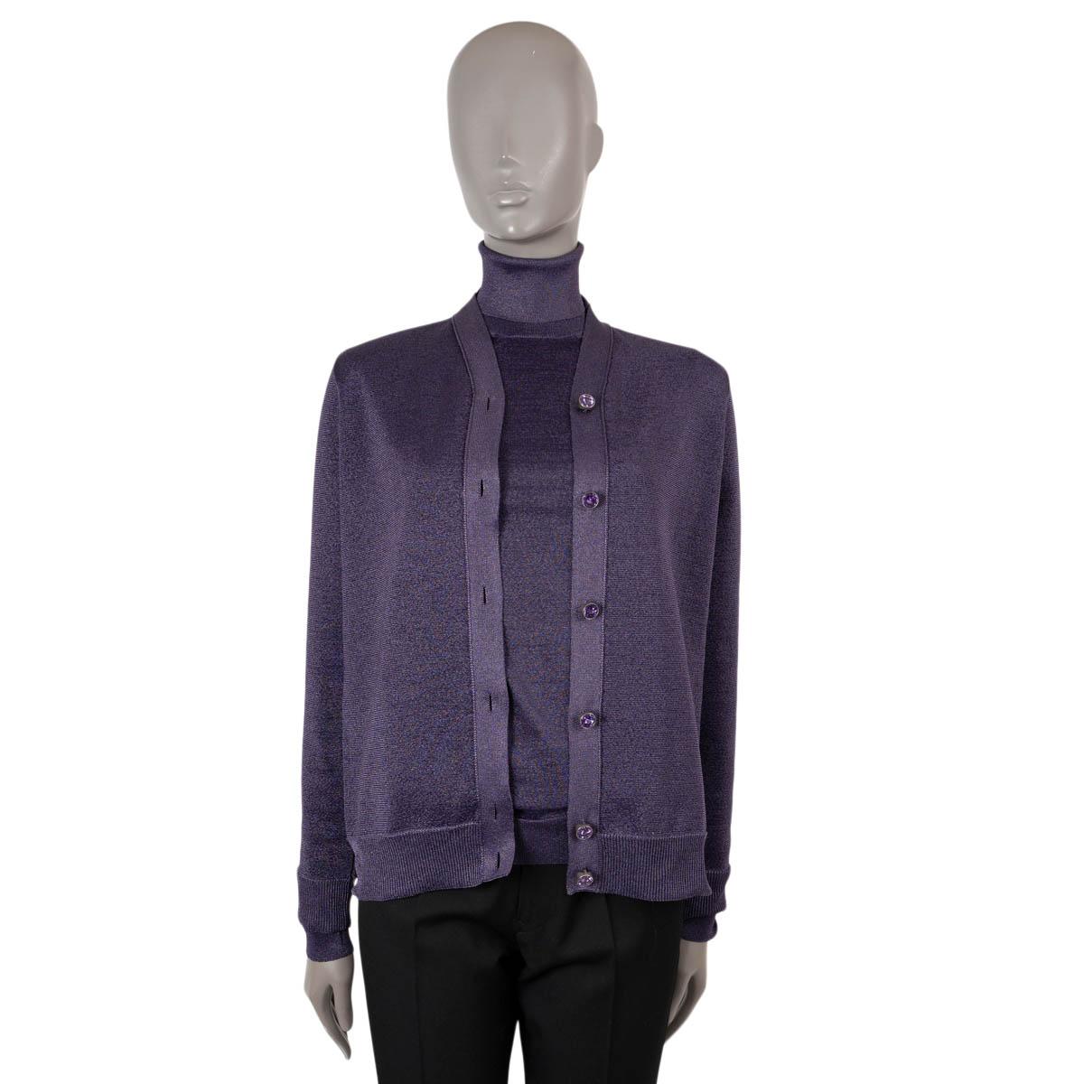 LOUIS VUITTON metallic purple polyester TURTLENECK Sweater S For Sale 1