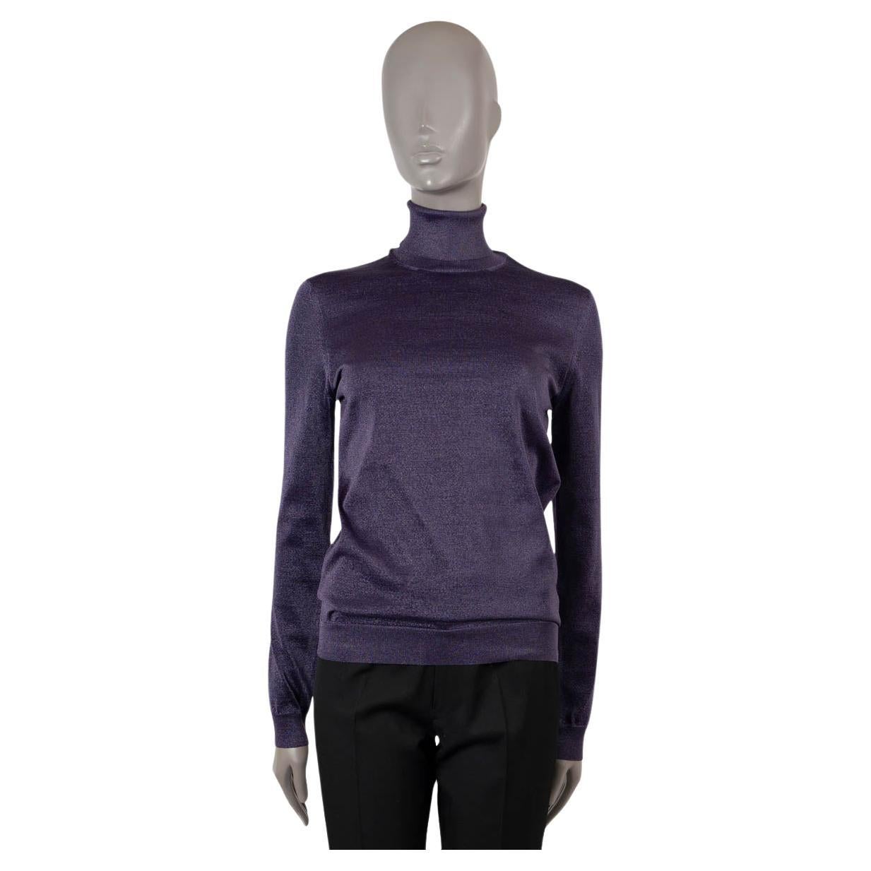 LOUIS VUITTON metallic purple polyester TURTLENECK Sweater S For Sale
