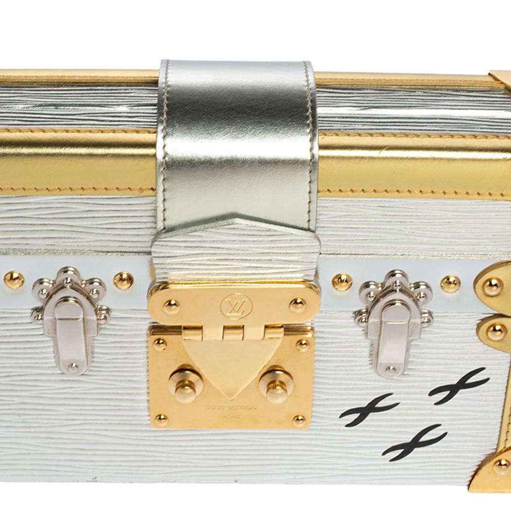 Louis Vuitton Metallic Silver/Gold Epi Leather Petite Malle Bag 4