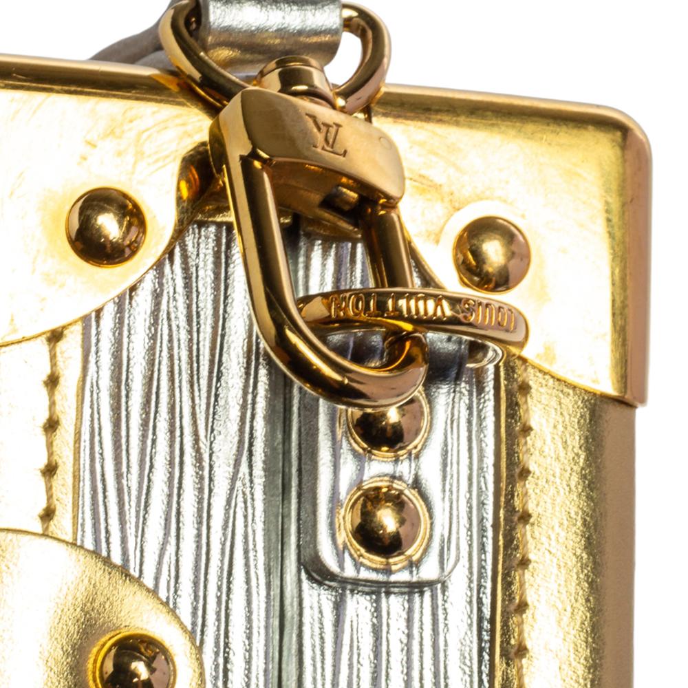 Beige Louis Vuitton Metallic Silver/Gold Epi Leather Petite Malle Bag
