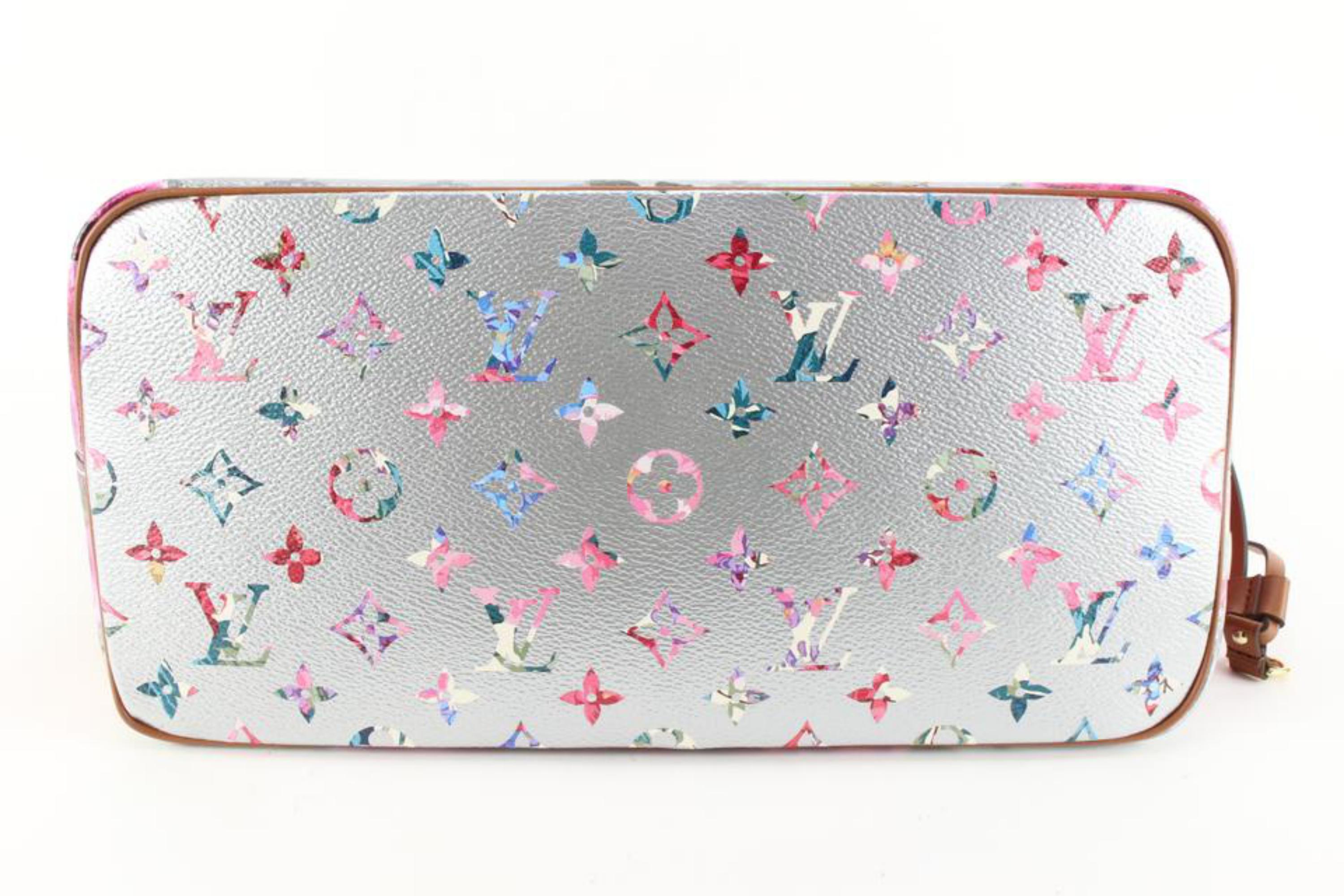 Louis Vuitton Metallic Silver  Monogram Garden Neverfull MM Tote with Pouch  9lv 2