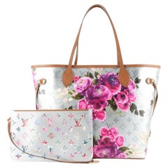 Louis Vuitton Metallic Silver Monogram Garden Neverfull MM Tote with Pouch 9lv